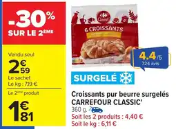 Carrefour Croissants pur beurre surgelés carrefour classic' offre
