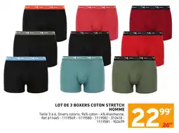 Trafic Lot de 3 boxers coton stretch homme offre