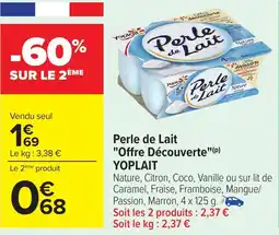 Carrefour Perle de lait "offre découverte yoplait offre