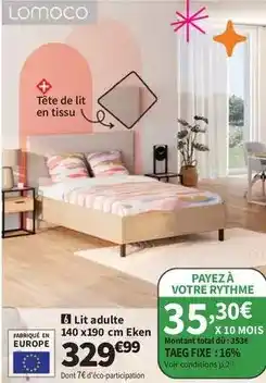 Conforama Lomoco - lit adulte 140 x190 cm eken offre