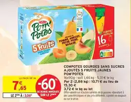 Intermarché Express Pom'potes - compotes gourdes sans sucres ajoutés 5 fruits jaunes offre