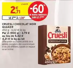 Intermarché Express Quaker - cruesli chocolat noir offre