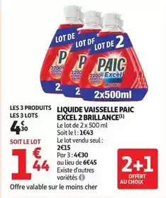Auchan Supermarché Paic - liquide vaisselle offre