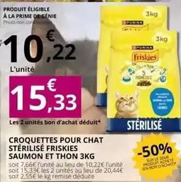 E.Leclerc Purina - croquettes pour chat stérilisé friskies saumon et thon 3kg offre
