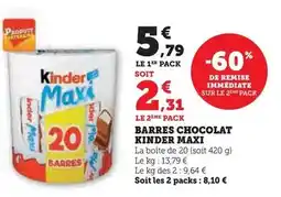 Hyper U Kinder - barres chocolat maxi offre