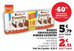 Hyper U Kinder - barres chocolatees country offre