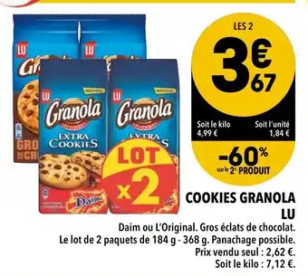Supeco Cookies granola lu offre