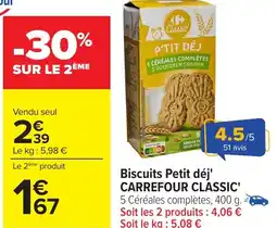 Carrefour Biscuits petit déj' carrefour classic offre