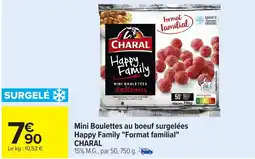 Carrefour Mini boulettes au boeuf surgelées happy family format familial charal offre