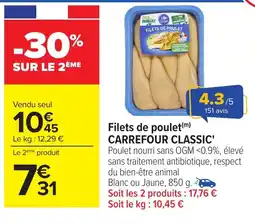 Carrefour Filets de poulet carrefour classic offre