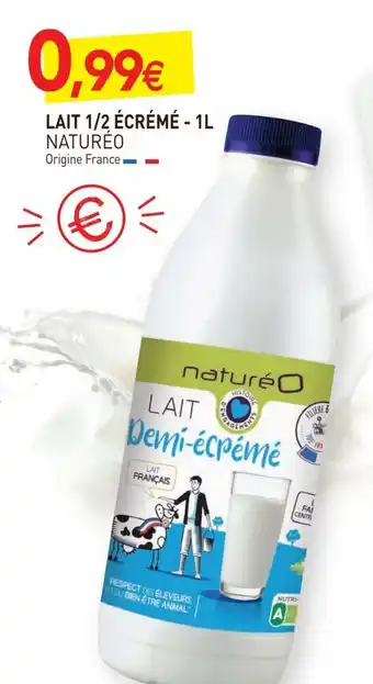 naturéO Lait 1/2 écrémé - 1L offre