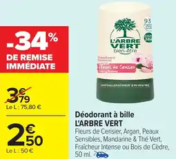 Carrefour Déodorant à bille l'arbre vert offre