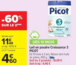 Carrefour Lait en poudre croissance 3 picot offre