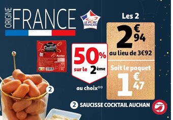 Auchan Supermarché Saucisse cocktail auchan offre