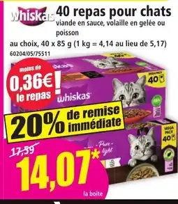 Norma WHISKAS 40 repas pour chats offre