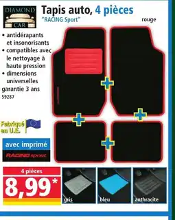 Norma Tapis auto, 4 pièces offre