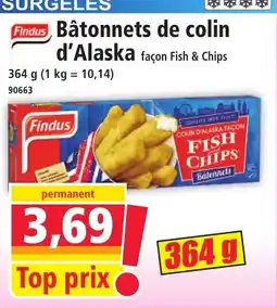 Norma FINDUS Bâtonnets de colin d'Alaska offre