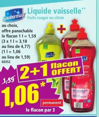 Norma SAUBERMAX Liquide vaisselle offre