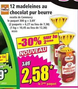 Norma 12 madeleines au chocolat pur beurre offre
