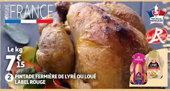 Auchan Supermarché Pintade fermière de lyré ou loué Label Rouge offre