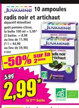 Norma JUVAMINE 10 ampoules radis noir et artichaut offre