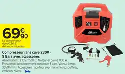 Carrefour Compresseur sans cuve 230V - 8 Bars avec accessoires offre