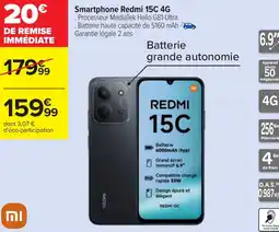 Carrefour Smartphone redmi 15c 4g offre