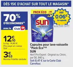 Carrefour Capsules pour lave-vaisselle "pack éco" sun offre