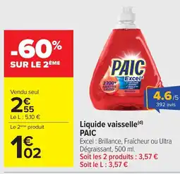 Carrefour Liquide vaisselle paic offre