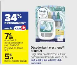 Carrefour Désodorisant électrique febreze offre