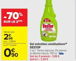 Carrefour Gel entretien canalisations destop offre