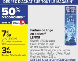 Carrefour Parfum de linge en perles lenor offre