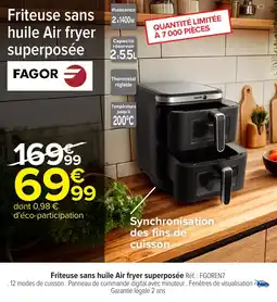 Carrefour Friteuse sans huile air fryer superposée offre
