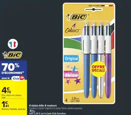 Carrefour 4 stylos-bille 4 couleurs offre