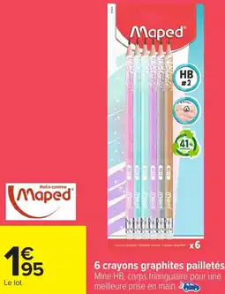 Carrefour 6 crayons graphites pailletés offre