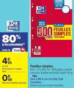 Carrefour Feuilles simples offre