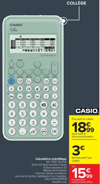 Carrefour Calculatrice scientifique offre