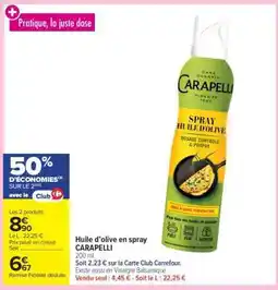 Carrefour Market Huile d'olive en spray CARAPELLI offre