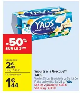 Carrefour Market Yaourts à la Grecque YAOS offre