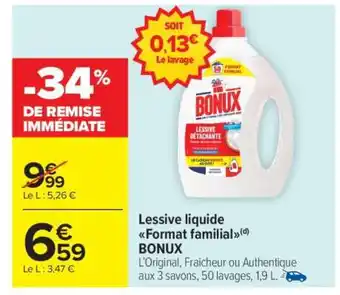 Carrefour Market Lessive liquide Format familial BONUX offre