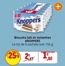 Coccinelle Supermarché Knoppers - biscuits lait et noisettes offre