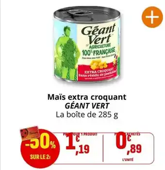 Coccinelle Supermarché Géant vert - maïs extra croquant offre