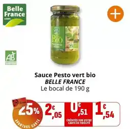 Coccinelle Supermarché Belle france - sauce pesto vert bio offre