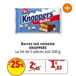 Coccinelle Supermarché Knoppers - barres lait noisette offre