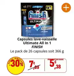 Coccinelle Supermarché Finish - capsules lave-vaisselle ultimate all in 1 offre