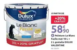 Mr Bricolage Dulux - peinture le blanc facile mat 10 l + 2 l gratuits valentine offre