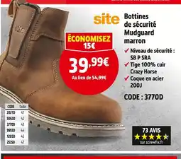 Screwfix Site Bottines de sécurité Mudguard marron offre