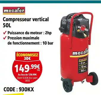 Screwfix mecafer Compresseur vertical 50L offre