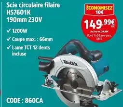 Screwfix Makita Scie circulaire filaire HS7601K 190mm 230V offre