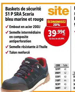 Screwfix Site Baskets de sécurité S1 P SRA Scoria bleu marine et rouge offre